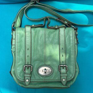 Fossil Maddox Organizer Flap Teal Crossbody Leather Bag